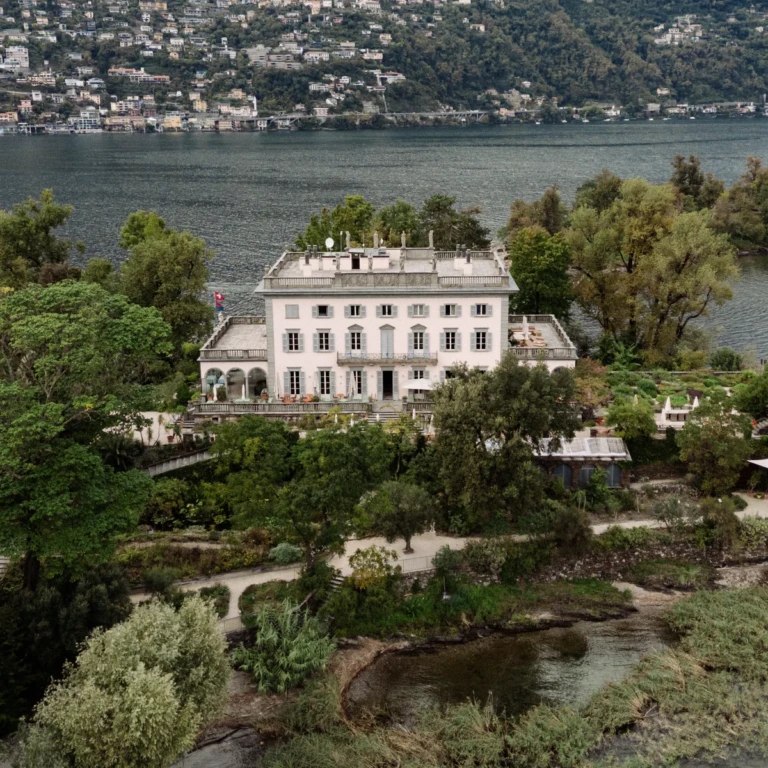 Aerial view of a villa on Lake Maggiore